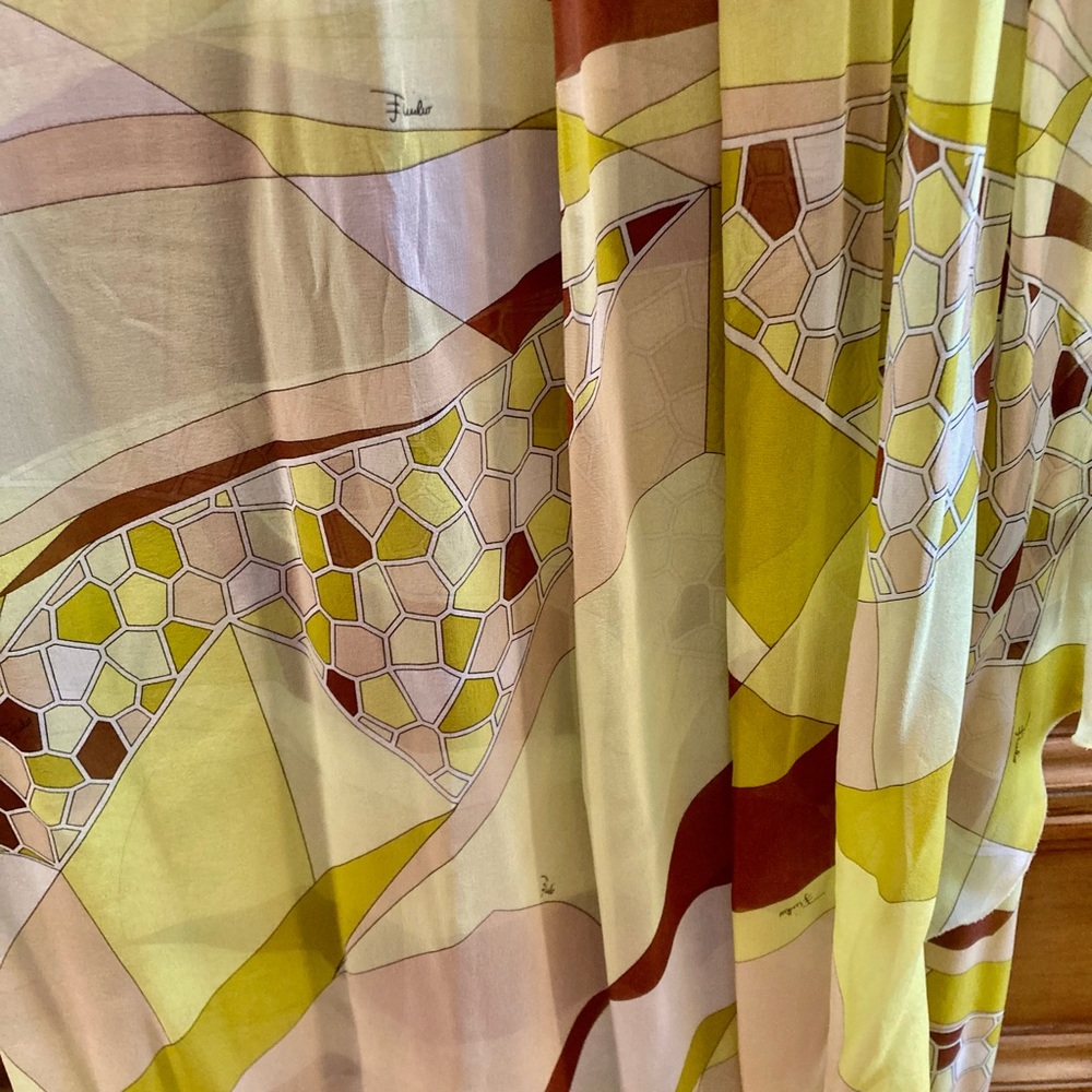 EMILIO PUCCI 1990's Geometric Print Silk Jersey Chiffon Maxi Dress - Picture 11 of 16